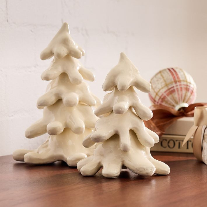 Snowy Ceramic Enamel Trees | West Elm (US)