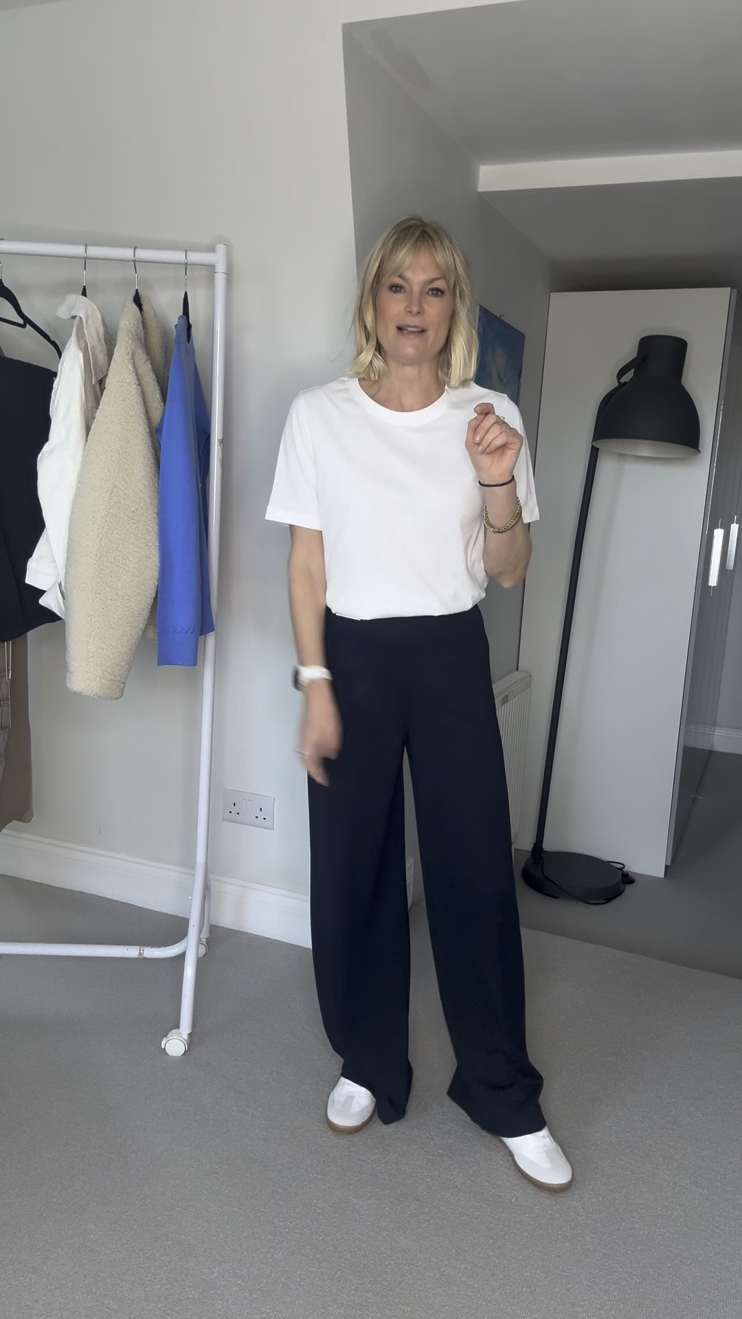 Trying on M&S wide leg trousers. Wearing 6 regular. Also comes in black and multiple leg lengths, inclusive sizing  

#Ad # Mymarks

#LTKeurope #LTKpetite #LTKuk