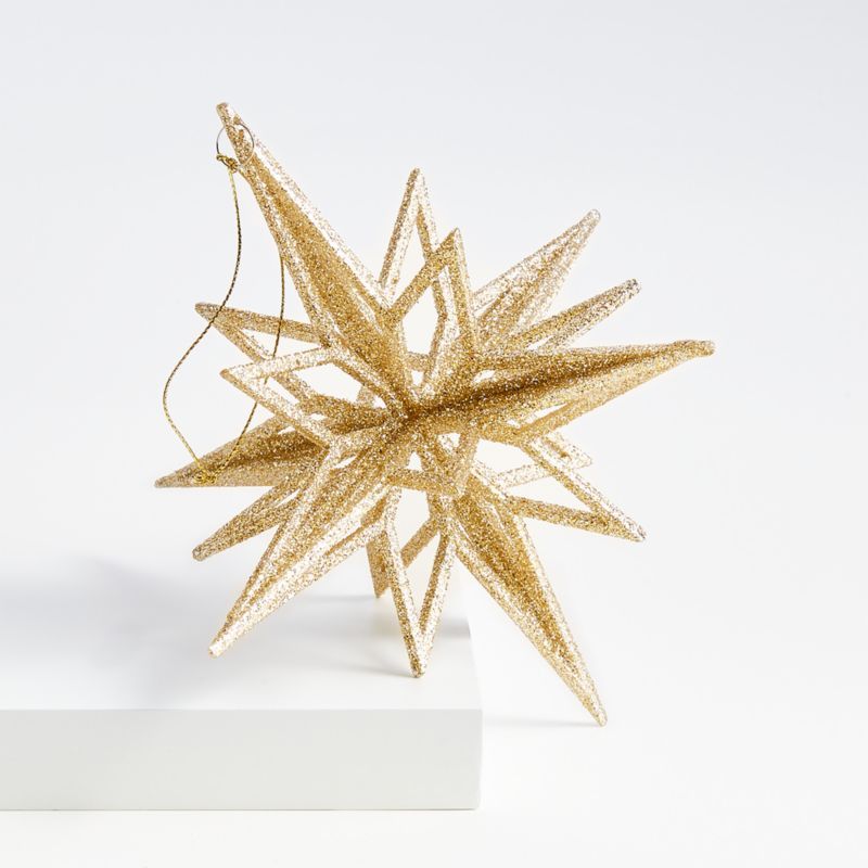 Radiant Glitter Gold Star Christmas Tree Ornament + Reviews | Crate and Barrel | Crate & Barrel