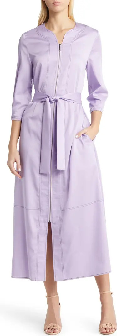 Cotton Zip-Up Midi Shirtdress | Nordstrom