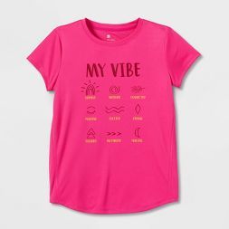 Girls' Short Sleeve 'My Vibe' Graphic T-Shirt - All in Motion™ Pink | Target