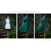 Druid Lily Capelet Green Cotton Jersey Hooded Cloak | Etsy (US)