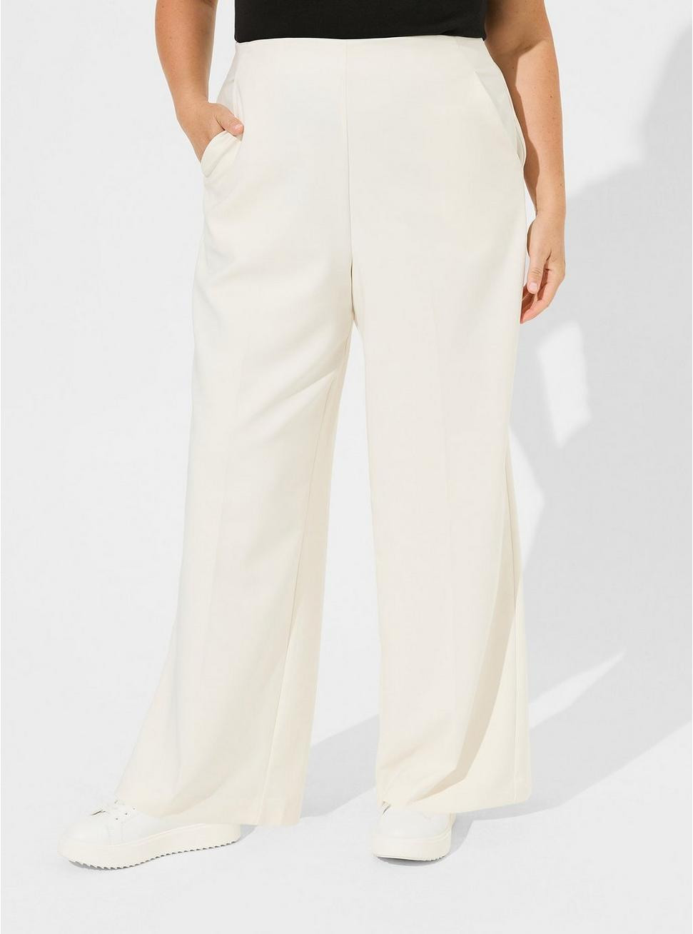 Pull-On Wide Leg Studio Refined Crepe High-Rise Pant | Torrid (US & Canada)