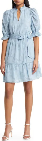 Eliza J Floral Jacquard Belted Dress | Nordstrom | Nordstrom