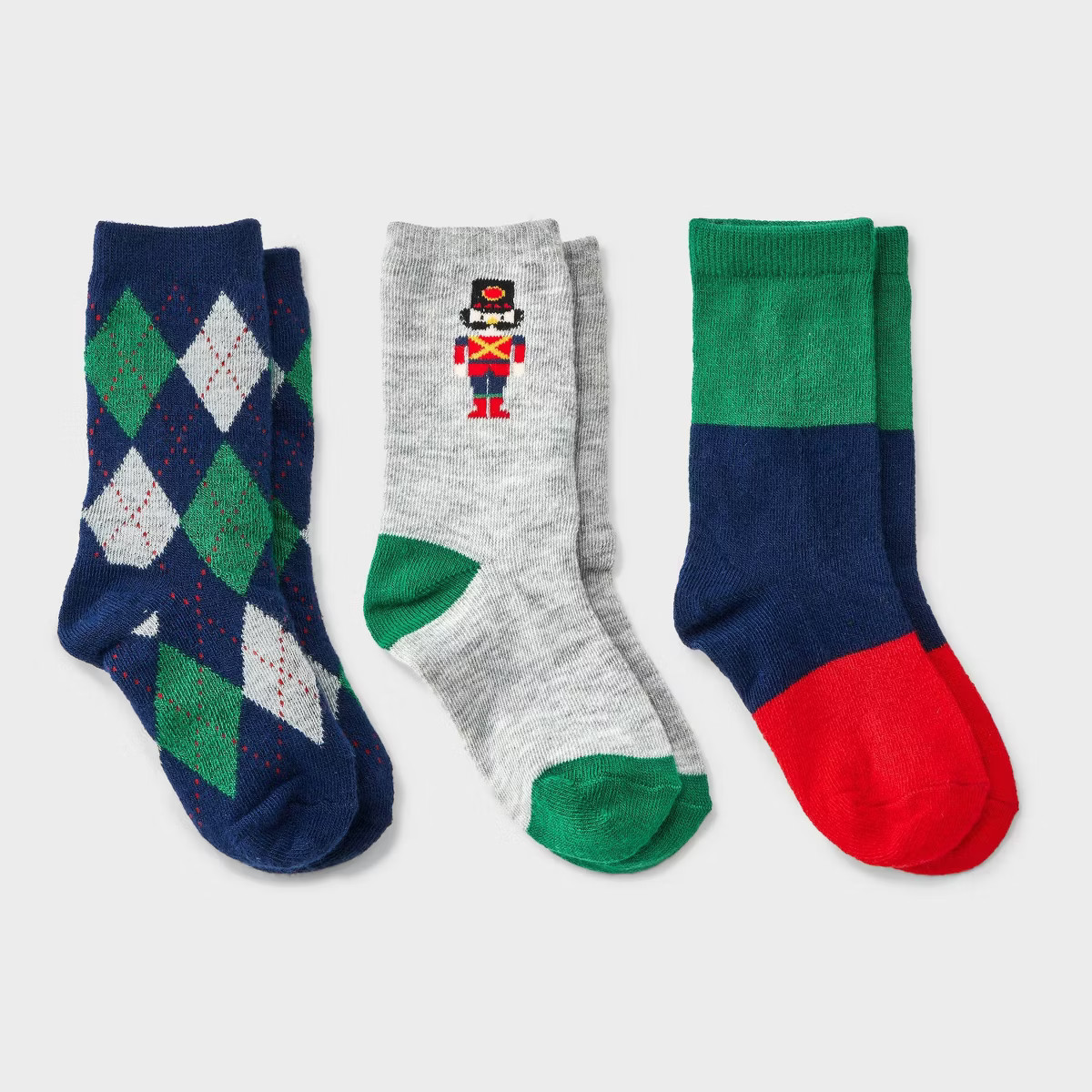 Toddler 3pk Nutcracker Argyle Crew Socks - Cat & Jack™ | Target