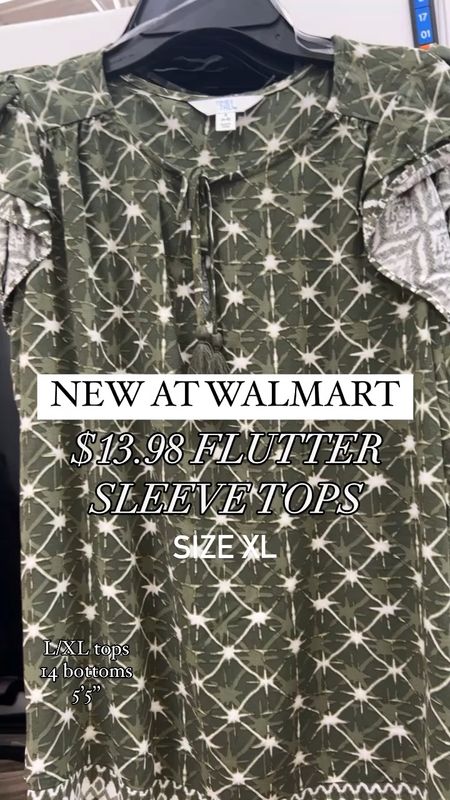 New flutter sleeve tops at Walmart!  Only $13.98!  Also available in navy blue. I eating an xl in mine for a little extra room. Size 16 shorts. Sandals fit tts and are very comfortable! #Walmartfinds

#LTKmidsize #LTKSeasonal #LTKfindsunder50