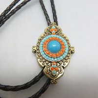 Elegant Faux Turquoise & Coral Bolo Tie, Handmade Tie | Etsy (US)