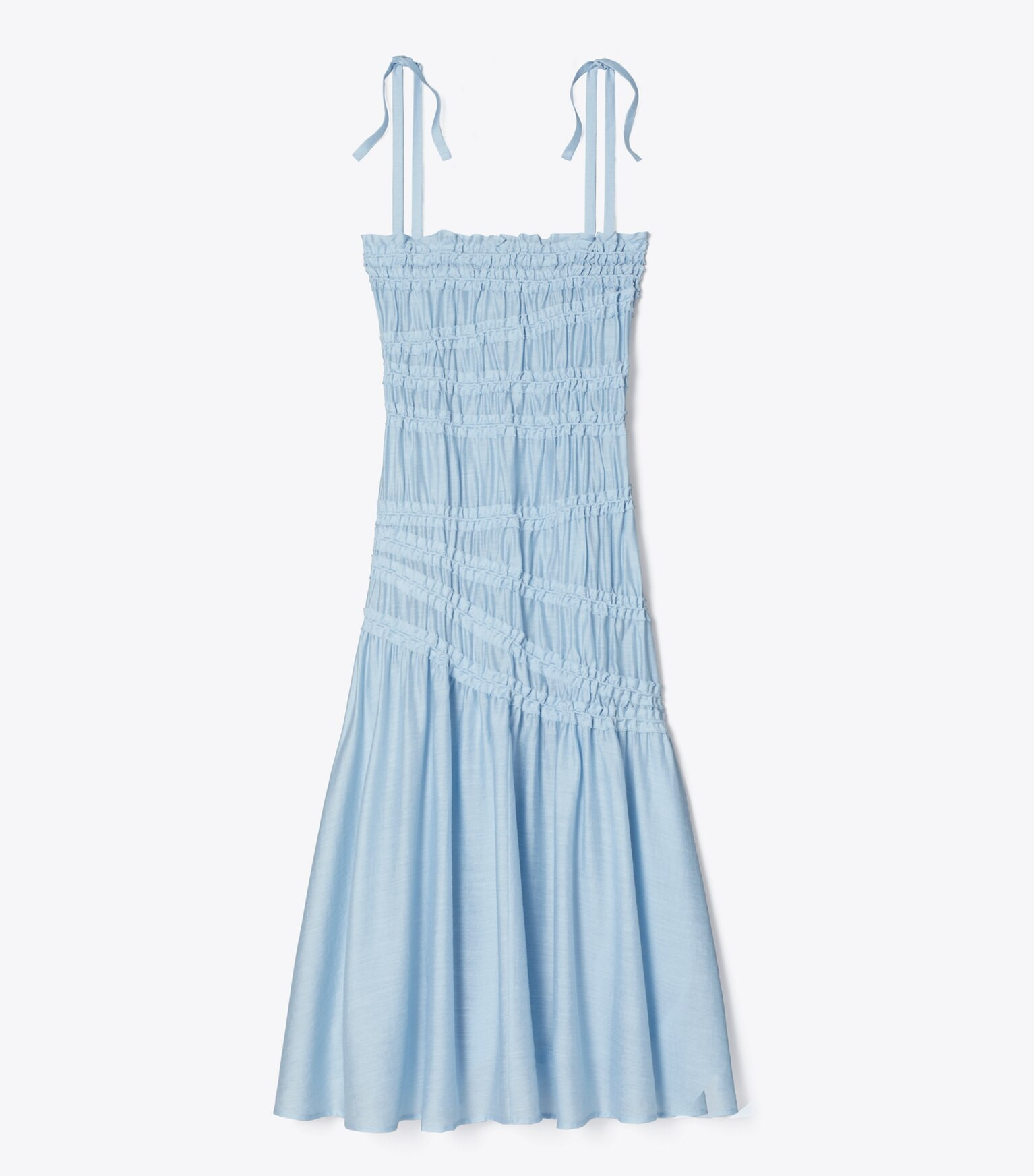 Shoulder Tie Smocked Viscose Dress: Women's Designer Dresses | Tory Burch | Tory Burch (US)