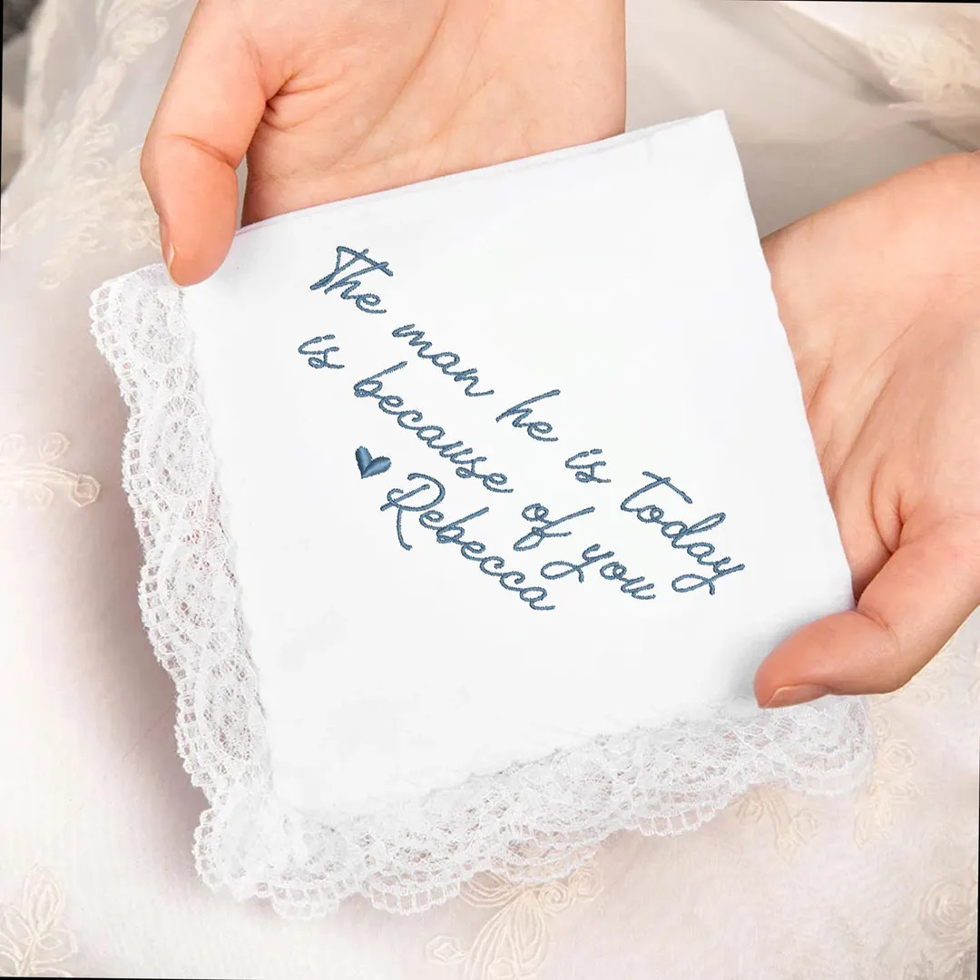 Mother of the Groom Lace Handkerchief, Custom Wedding Embroidered Lace Hankie Mother-in-law Gift,... | Etsy (US)