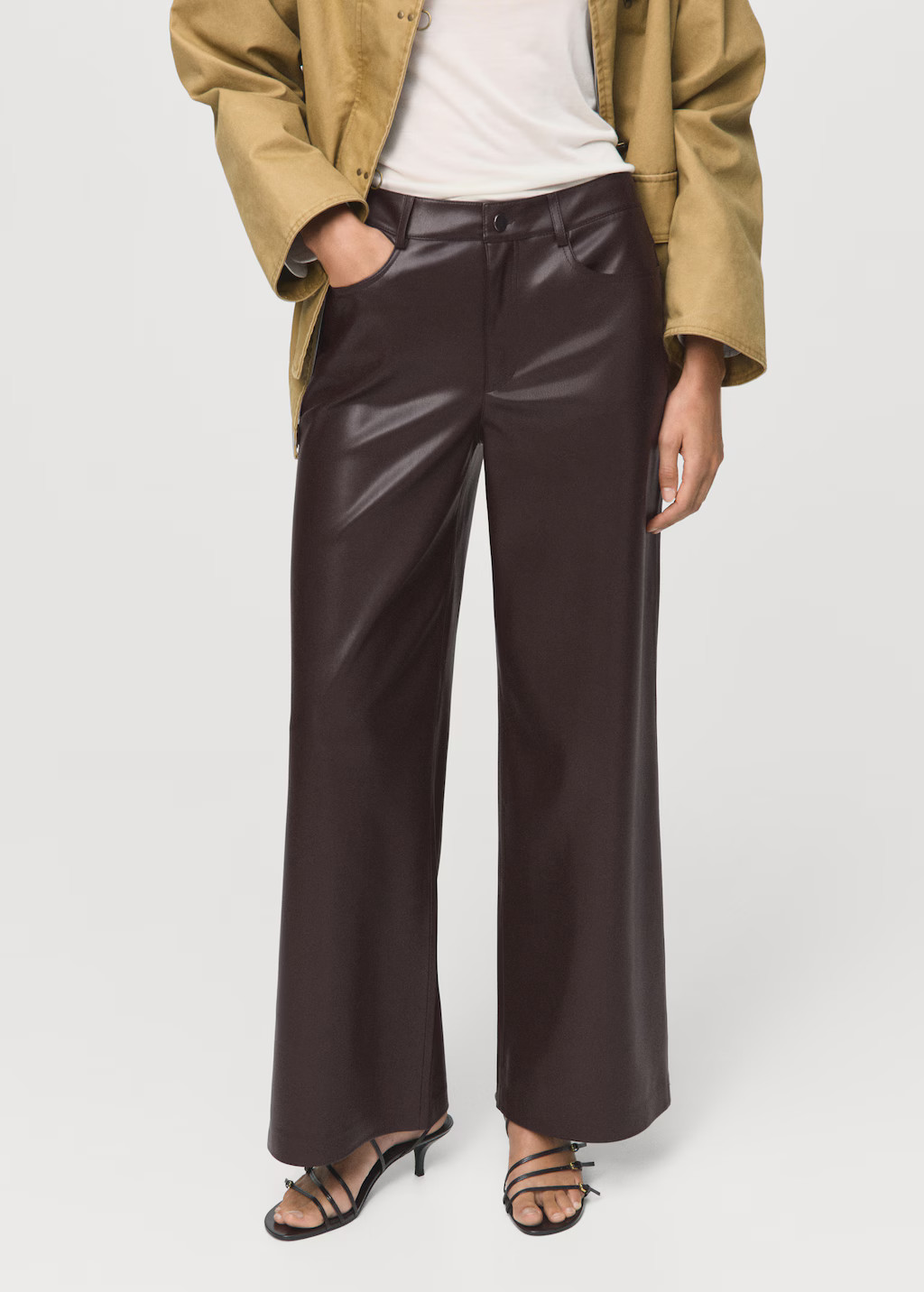 Leather-effect straight trousers - Women | MANGO United Kingdom | Mango EU