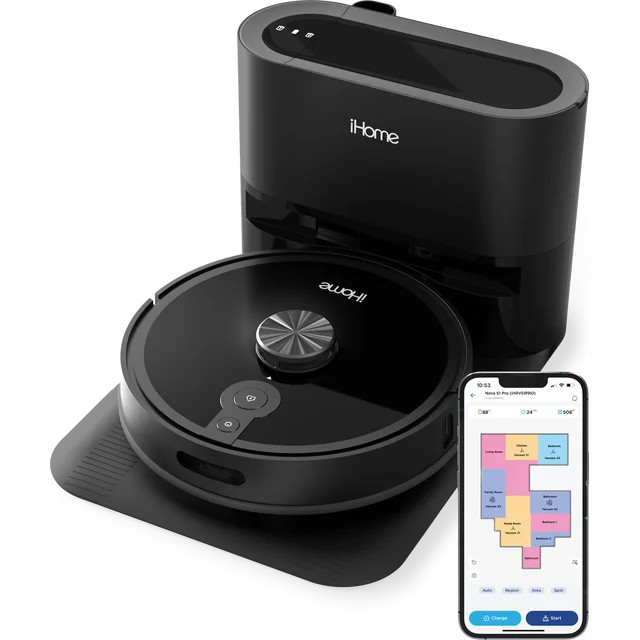 iHome AutoVac Nova S1 Pro Self Empty Robot Vacuum, LIDAR Mapping, 150 Min Runtime, Strong Suction... | Walmart (US)