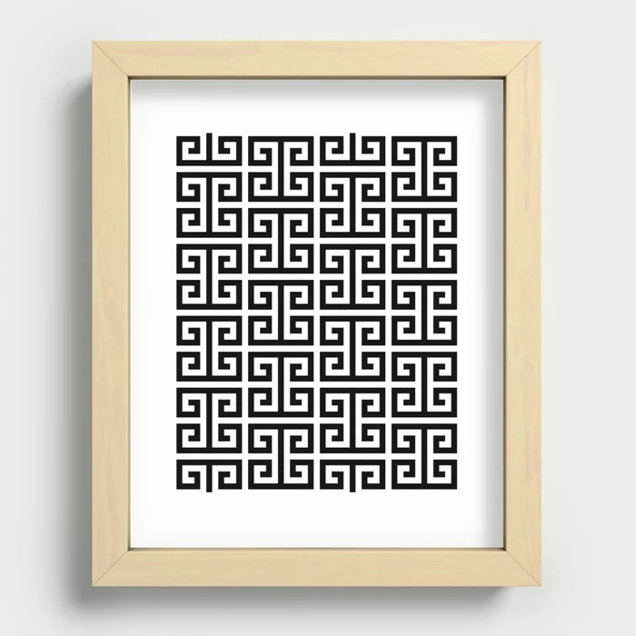 Large Black and White Greek Key Pattern Art Print | Society6