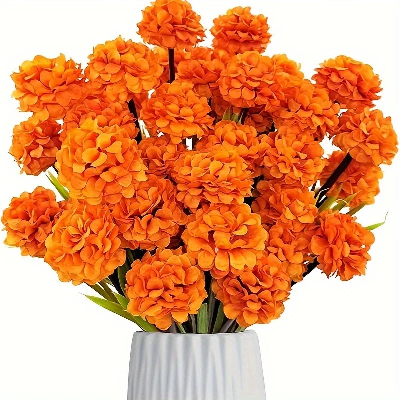 ZOELNIC 4 Bunch Artificial Chrysanthemums Fall Flowers Silk Orange Ball Flowers Fake Mums Flowers... | Walmart (US)