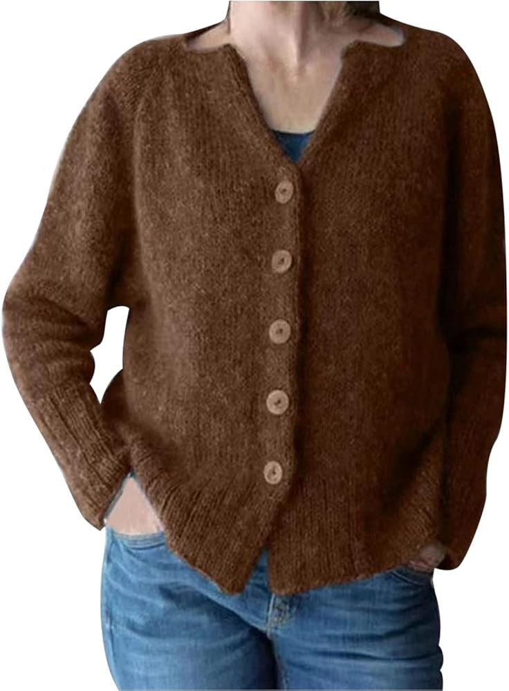 tuduoms Cashmere Sweaters for Women Winter Warm Soft Knitted Sweater Coat Lightweight Long Sleeve... | Amazon (US)