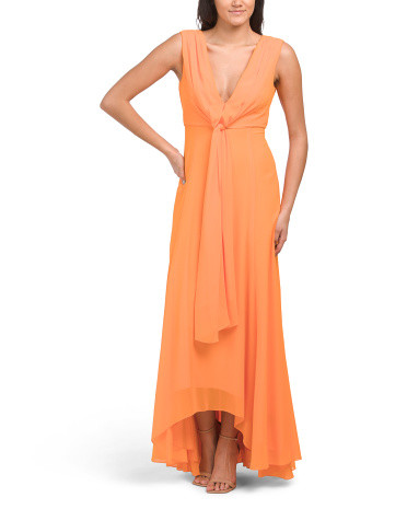 Tie Top V-neck Gown | TJ Maxx