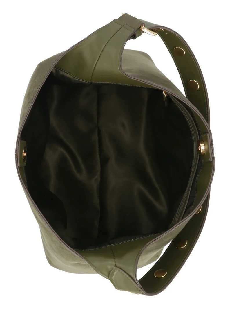 Time and Tru Women's Shively Faux Suede Bucket Handbag, Dark Olive - Walmart.com | Walmart (US)