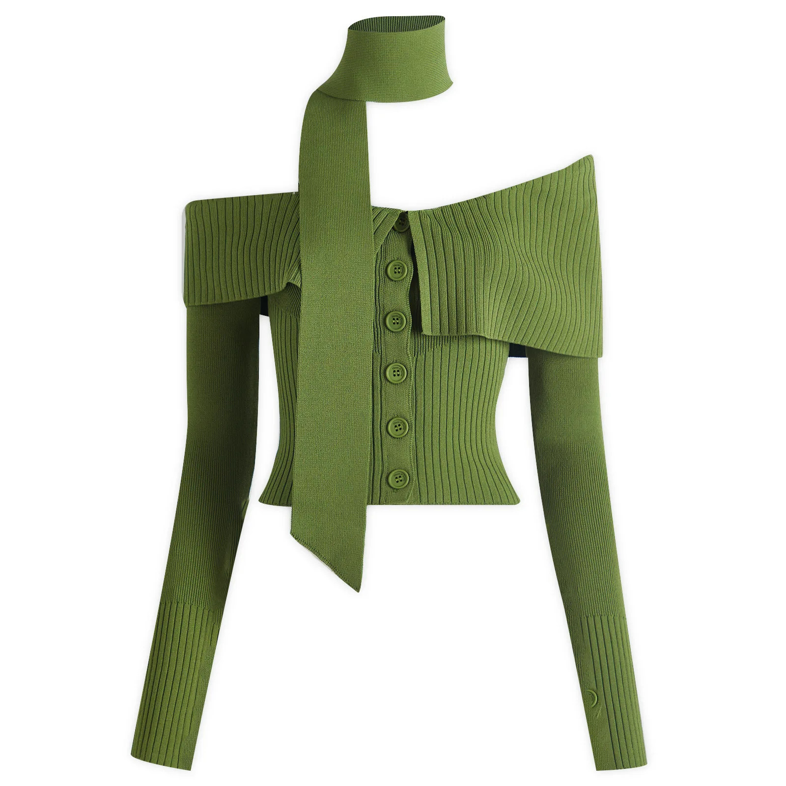 House Of Sunny Women's One Love Shoulder Rib Top in Pine Green, Size UK 10 | END. Clothing