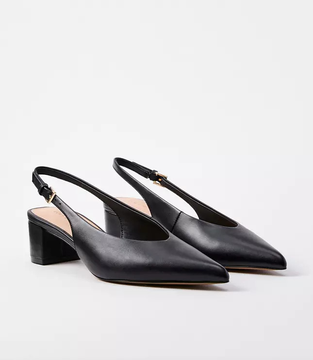 LOFT Versa Leather Slingback Heels | LOFT