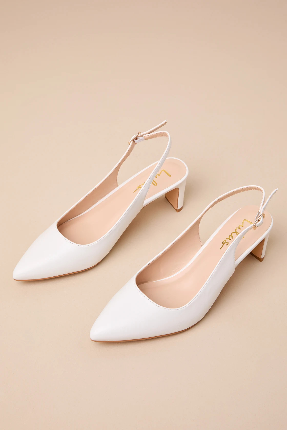 Bastienne White Pointed-Toe Slingback Pumps | Lulus