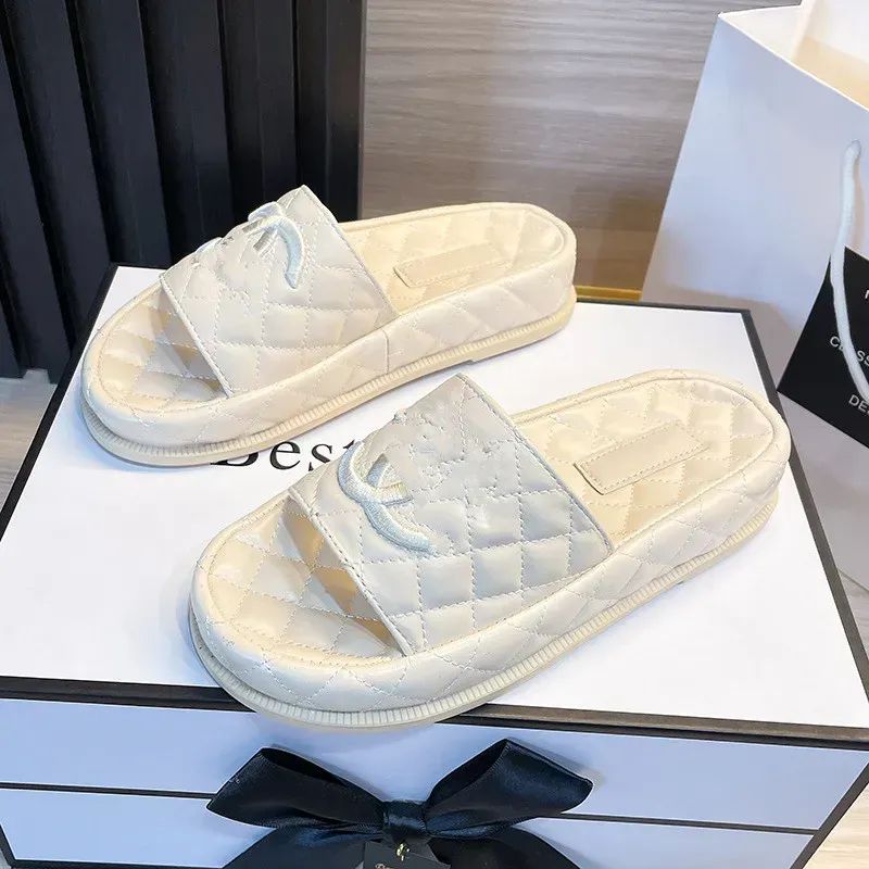 Designer Candy Color Grid Sandal Womens C Letter PU Leather Checks Beach Sandals Lattice Grid Sli... | DHGate