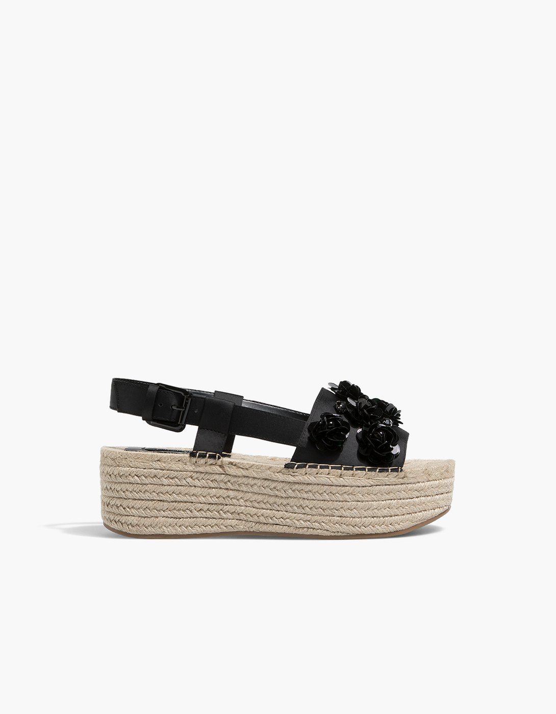 Black floral jute wedges | Stradivarius (FR)