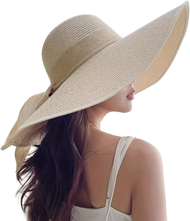 Beach Hats for Women - Beach Hat Womens UPF 50+, Packable Sun Hat Women Roll Up, Wide Brim Straw ... | Amazon (US)