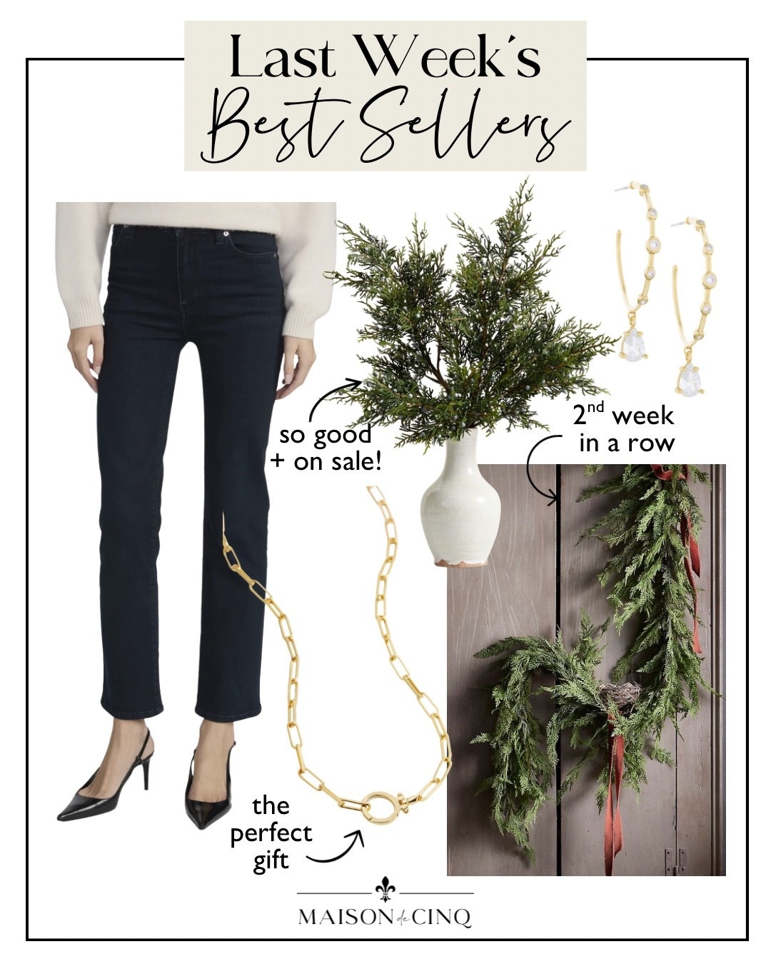 Last week’s best sellers include the PERFECT straight-leg Jean, my fave garland on sale, a necklace that’s the perfect gift and more!

Holiday decor, Christmas decor, faux branches, holiday outfit, gifts for her, gifts for women, jewelry gifts, earrings, party outfit 

#LTKHoliday #LTKFindsUnder50 #LTKGiftGuide