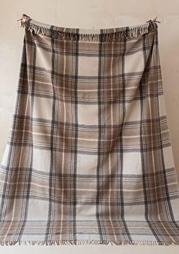The Tartan Blanket Co. Recycled Wool King Size Blanket (69" x 98") - Stewart Natural Dress Tartan | Amazon (US)