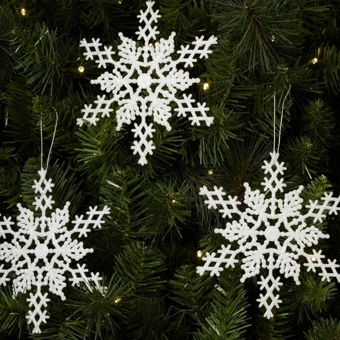 3ct Glitter Snowflake Christmas Ornament Set White - Wondershop™ | Target