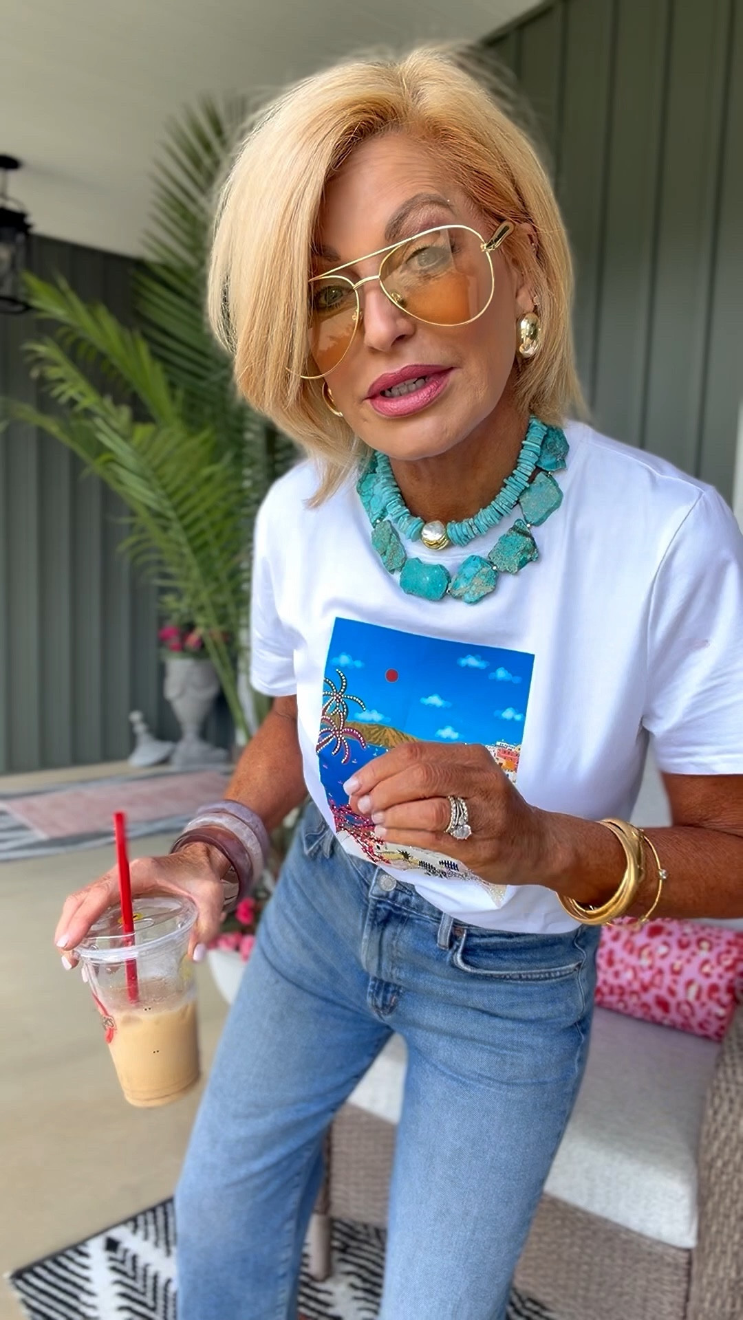 This tee is beautiful!!   I’m wearing a med in my tee & 27 in my jeans.  If you want a looser fit in my tee just size up 

#LTKootd #LTKvlog #LTKgrwm