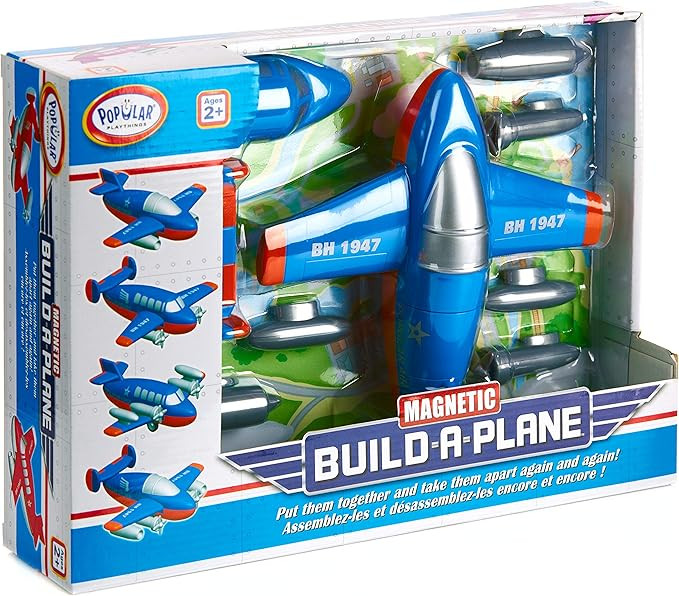 Magnetic Build-a-Plane Magnetic Toy Play Set, 12 Pieces, Colors May Vary,White | Amazon (US)