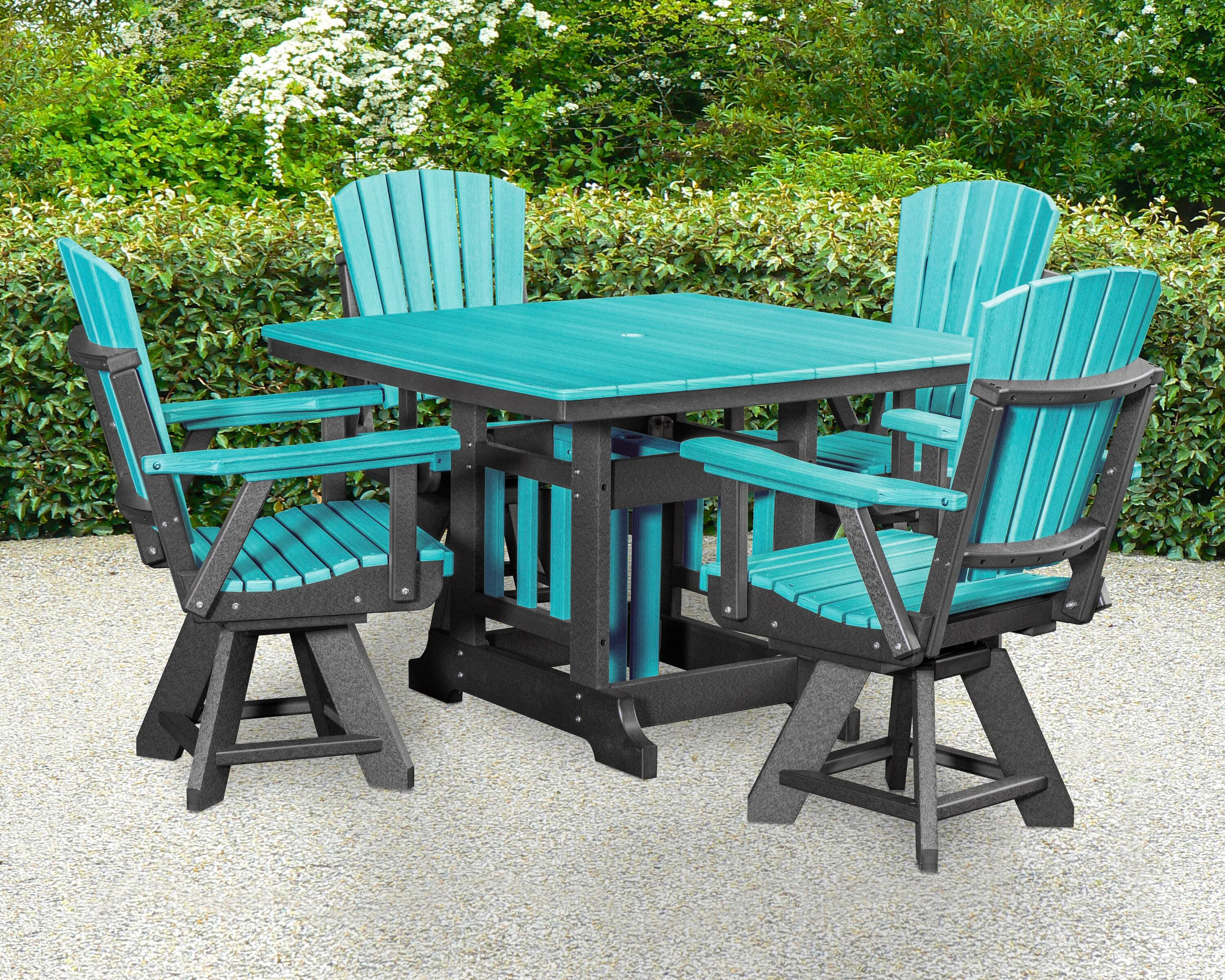 American Furniture Classics Adirondack 5 -Piece Black Patio Dining Set HDPE Square Table with 4 Swivel Chairs one_size | DJ130ARB-K | Lowe's