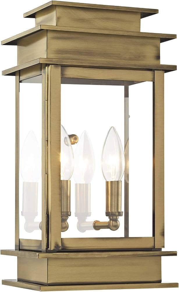 Livex Lighting 2014-01 Transitional Two Light Outdoor Wall Lantern from Princeton Collection in B... | Amazon (US)