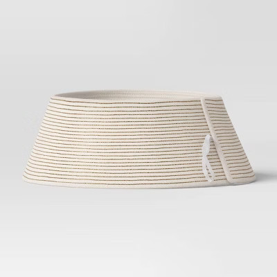 26" Roll Up Metallic Stripe Christmas Tree Collar White/Gold | Target
