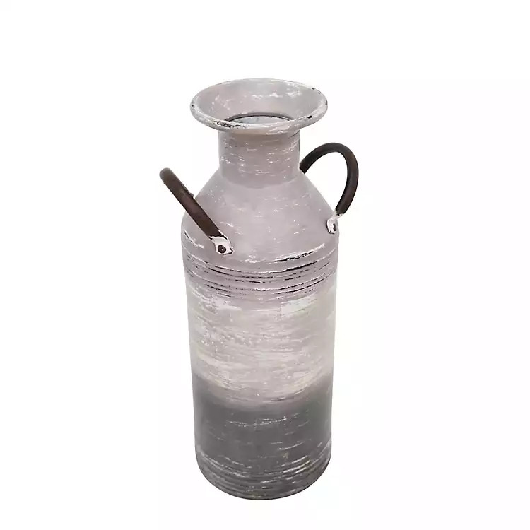 New!Distressed Gray Weathered Metal Milk Can Vase | Kirkland's Home
