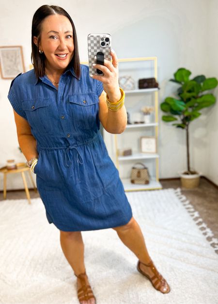 New utility shirt dresses at Walmart!  Sized up to an xl in mine for more room around the tummy area. Love the lightweight material and the length on these. XL in mine. XL tummy control shorts. Sandals run tts  

#LTKmidsize #LTKfindsunder50 #LTKSeasonal