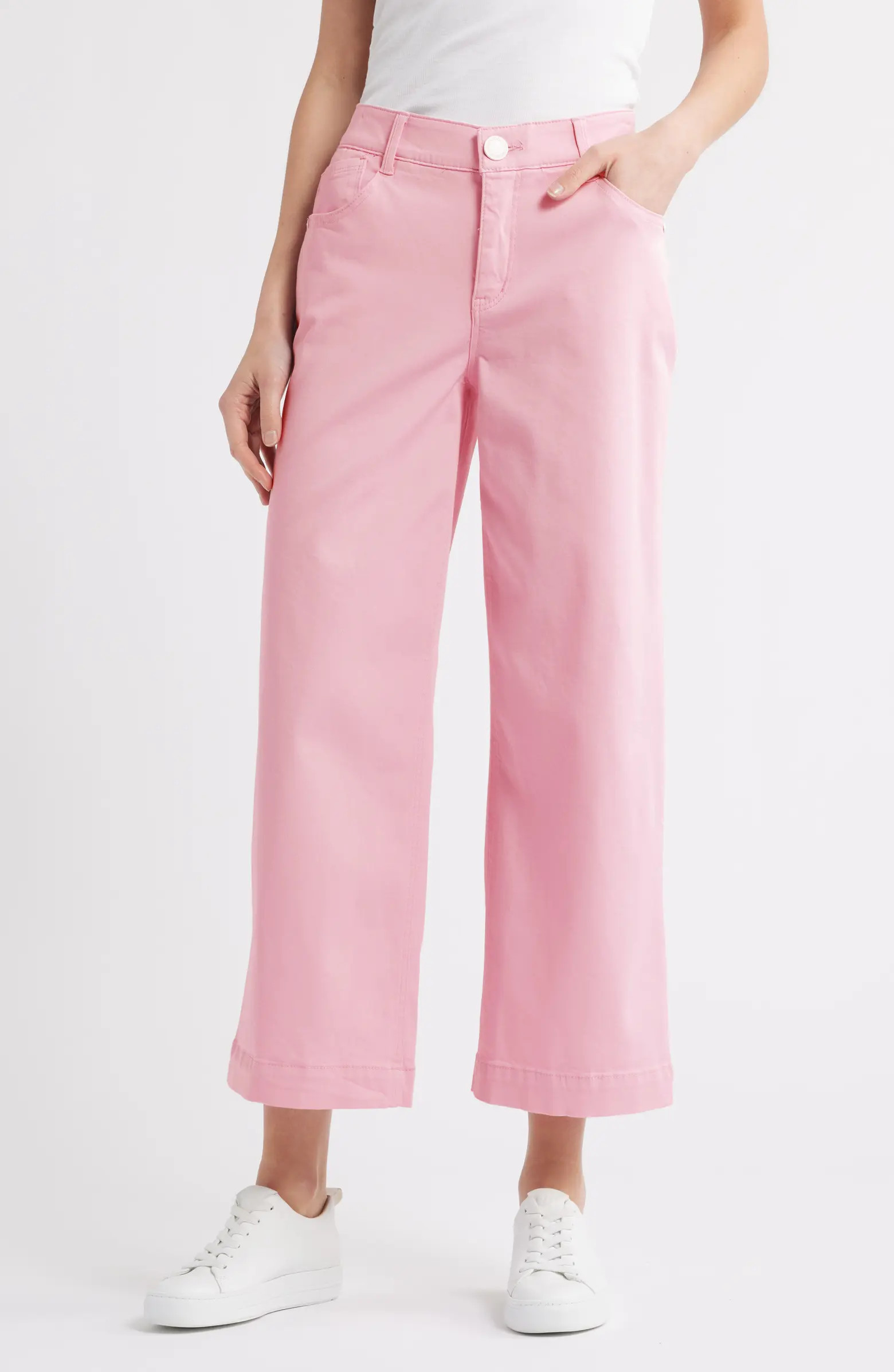 Sam High Waist Ankle Wide Leg Twill Pants | Nordstrom