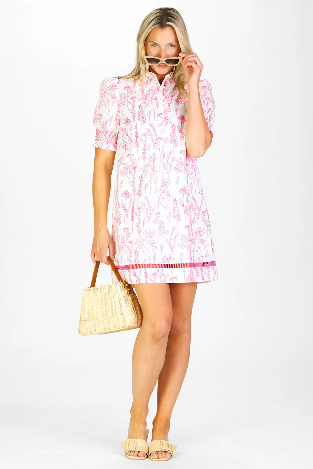 Dallas Dress in Pink Floral Toile | Duffield Lane