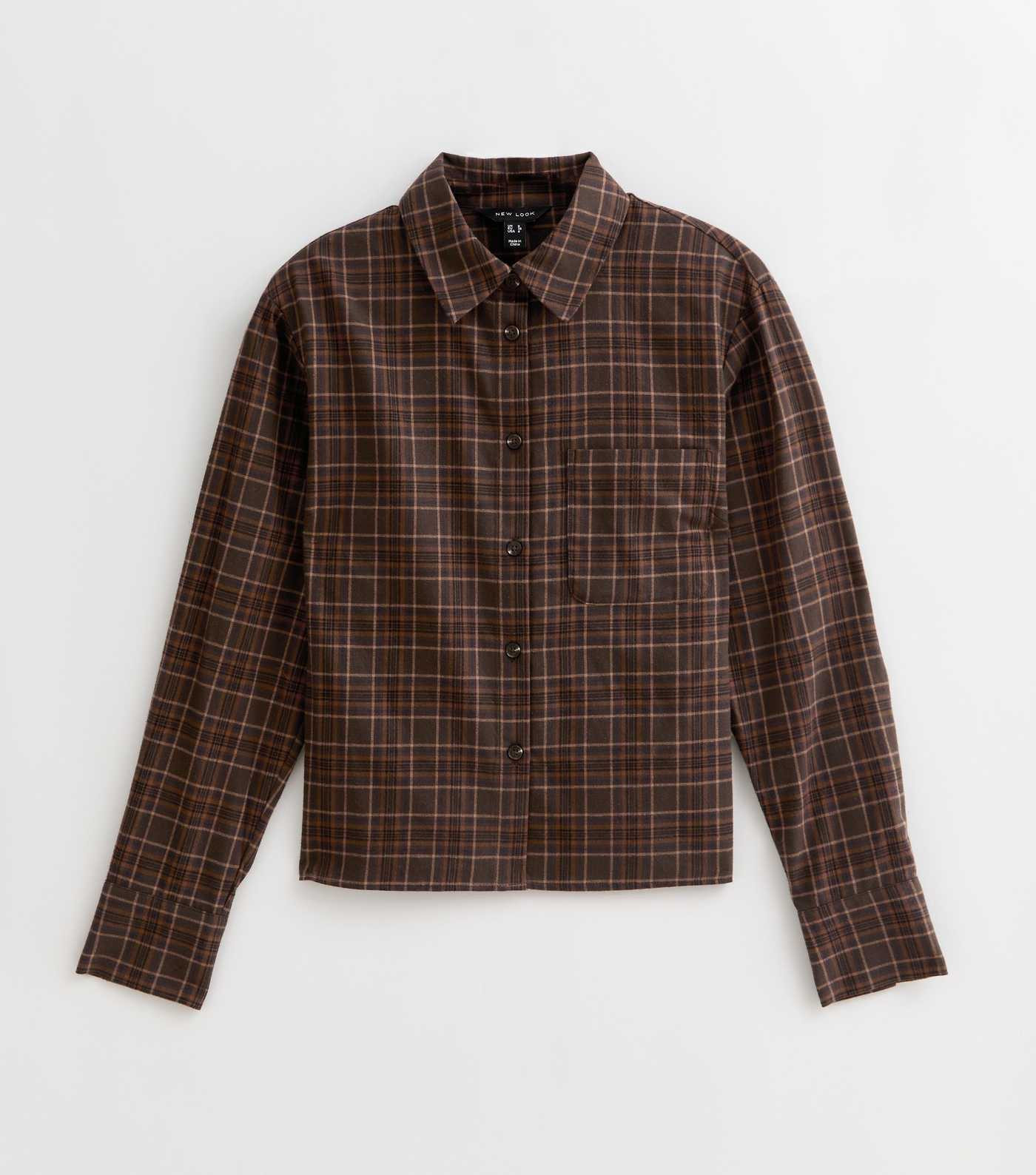 Brown Tartan Checked Cropped Shirt | New Look | New Look (UK)