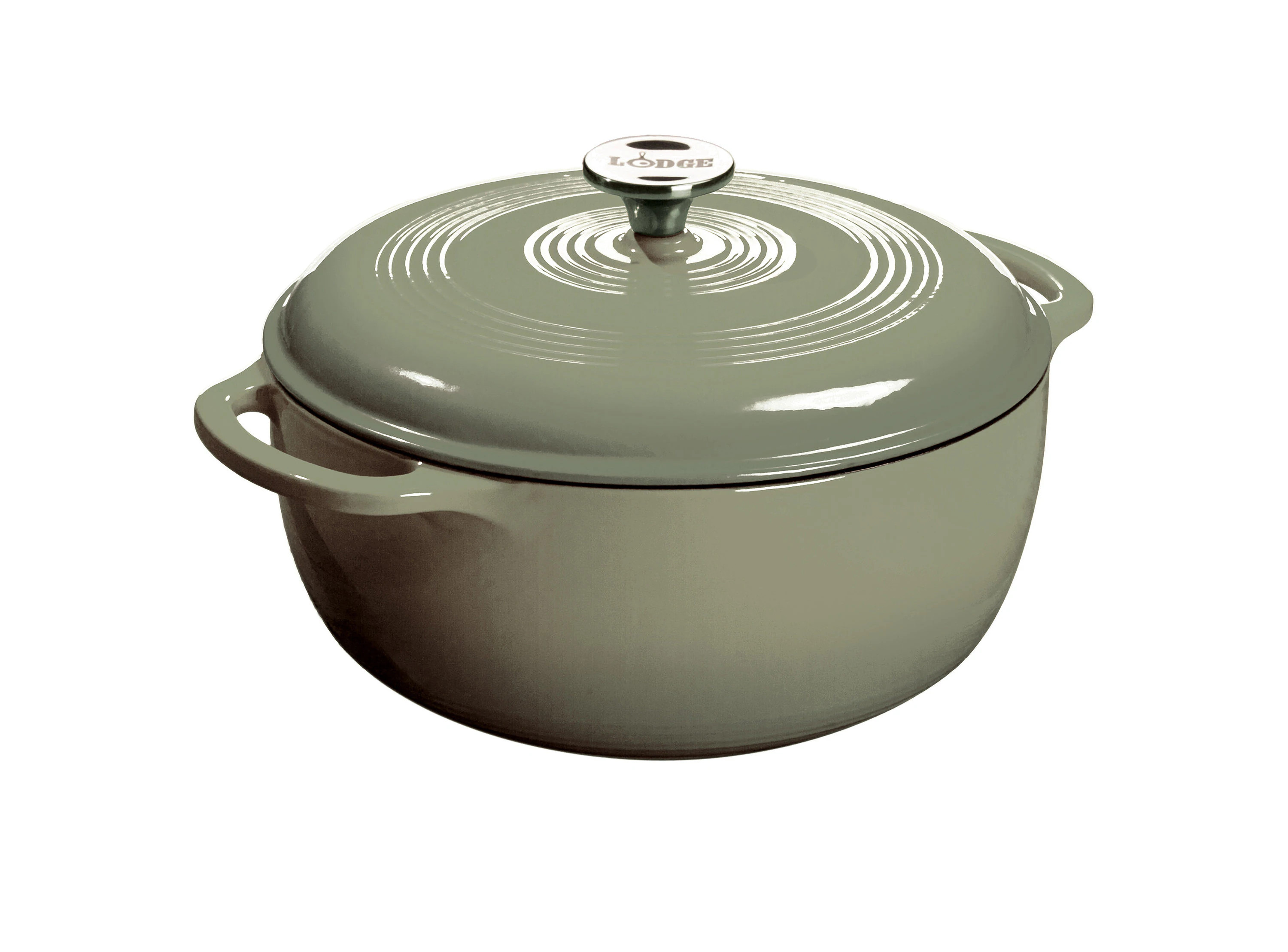 Lodge Cast Iron 6 Quart Enameled Cast Iron Dutch Oven in Desert Sage - Ideal for Slow-Roasting, Simmering, and Baking - Green Stainless Steel | EC6D50 | Lowe's
