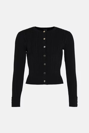 Knitted Rib Cardigan | Karen Millen UK + IE + DE + NL