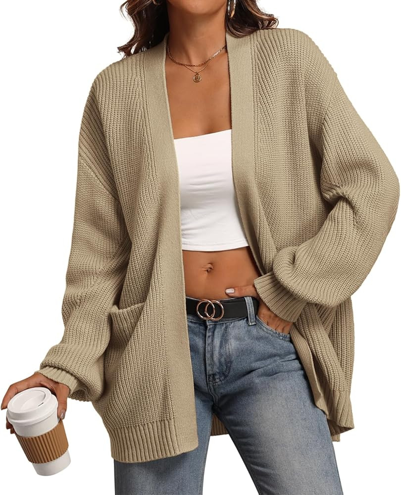 ATHMILE Oversized Cardigan Sweaters for Women Fall Outfits Chunky Knit Open Front Sweater with Po... | Amazon (US)