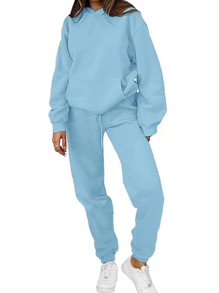 PAODIKUAI Women 2 Piece Outfits Hoodie Sweatsuits Set Sweatpants Long Sleeve Sweatshirt Matching ... | Amazon (US)