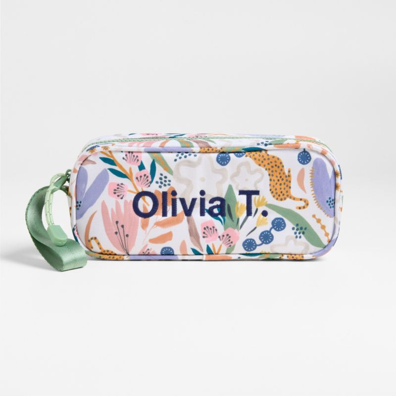 Dreamer Leopard Floral Soft Kids Pencil Case | Crate & Kids | Crate & Barrel