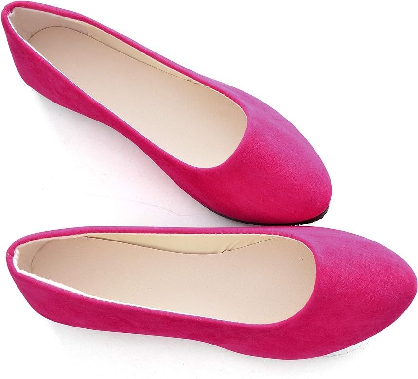 Women Cute Slip-On Ballet Shoes Soft Solid Classic Pointed Toe Flats | Amazon (US)