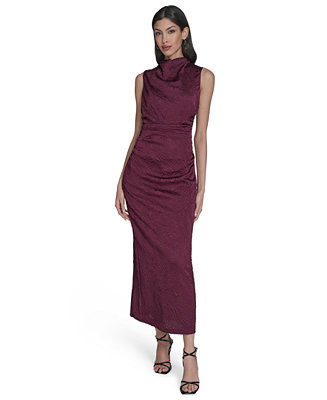 Vince Camuto Women's Novelty Knit High Cowl Neck Ruche Waist Bodycon Dress - Macy's | Macy's