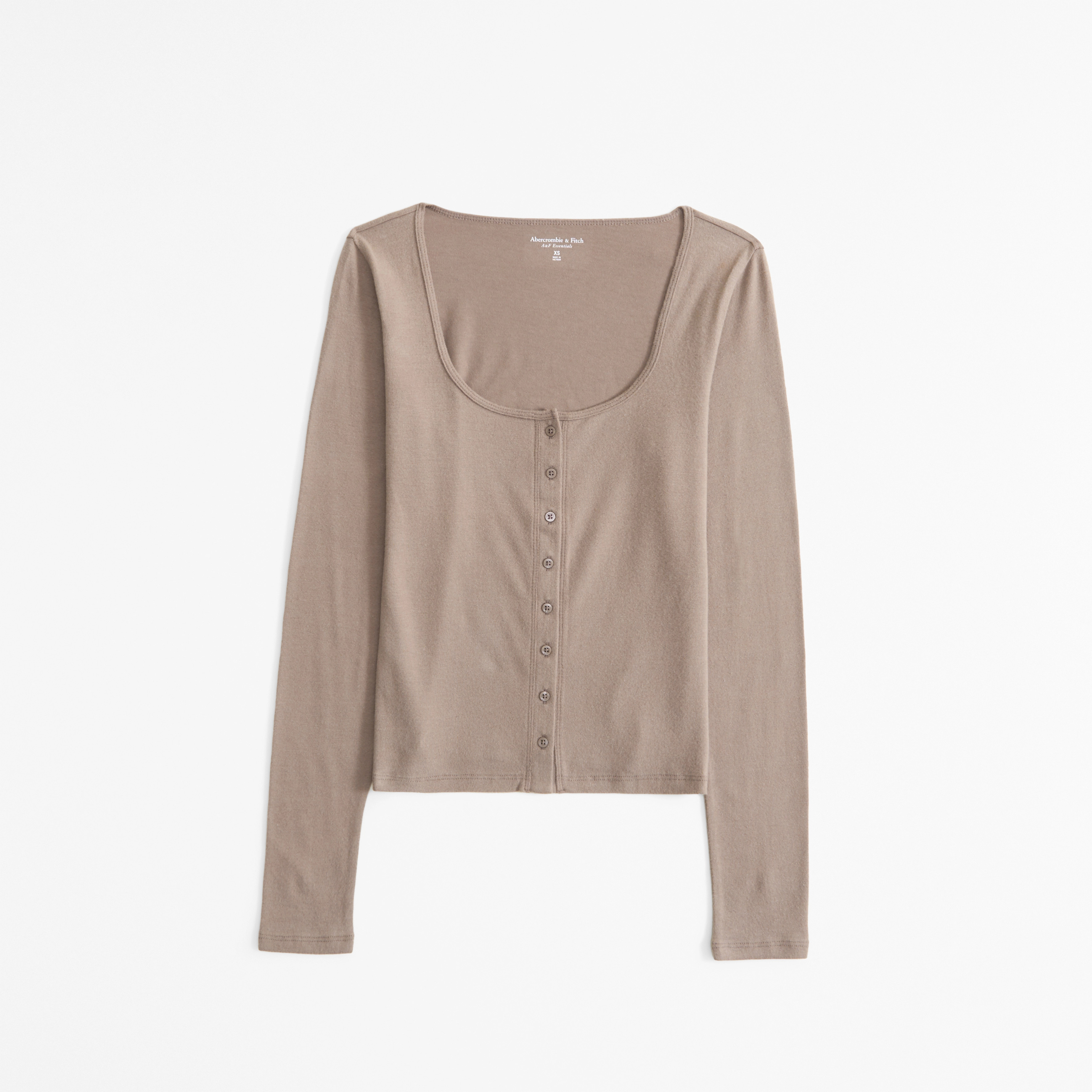 Long-Sleeve Cozy Lounge Knit Button-Through Top | Abercrombie & Fitch (US)