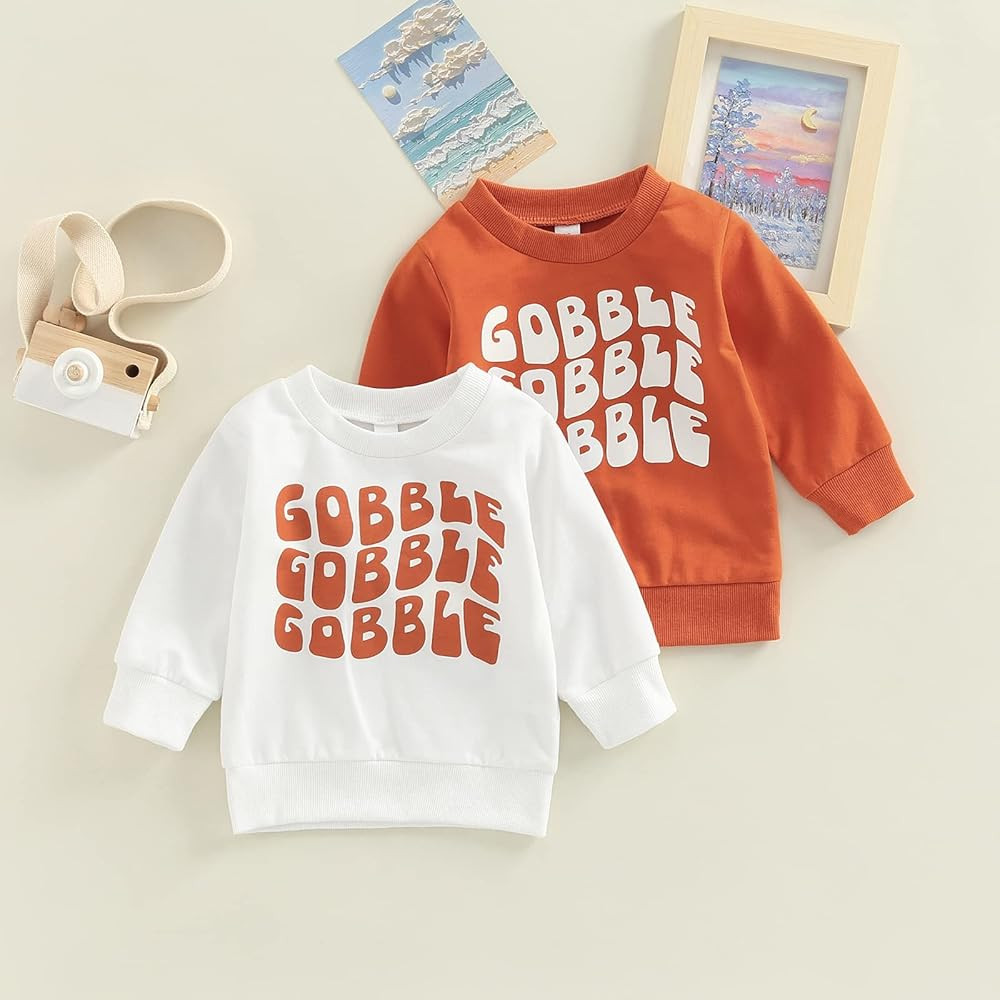 Amazon.com: Amiblvowa Unisex Baby Thanksgiving Outfit Crewneck Gobble Sweatshirt Newborn Toddler ... | Amazon (US)