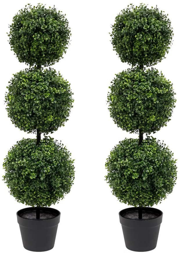 momoplant Artificial Topiary Ball Tree - 38 inch Triple Topiaries Boxwood Greenery Plant 【 2 Pa... | Amazon (US)