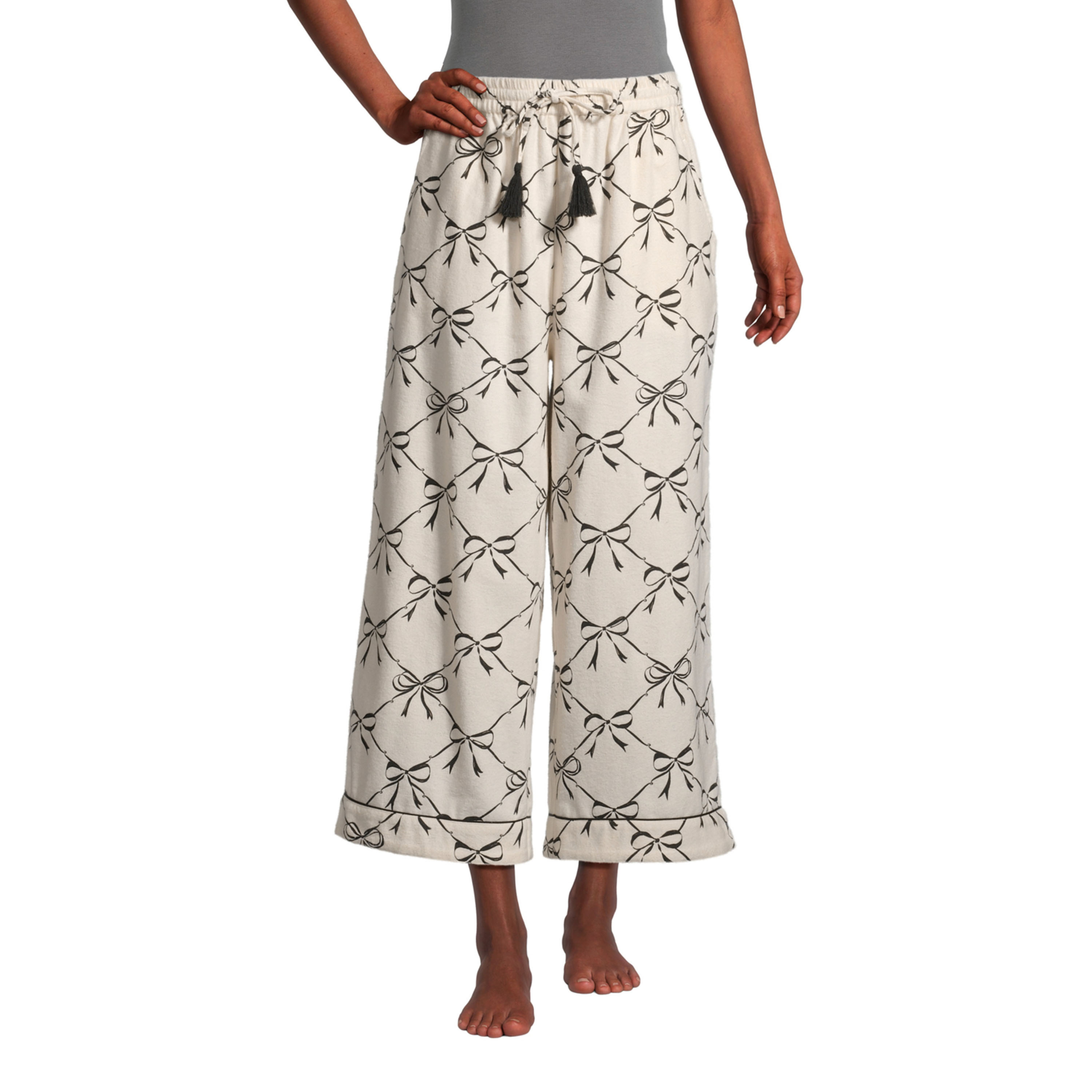 Black and White Bow Flannel Pajama Pants | World Market